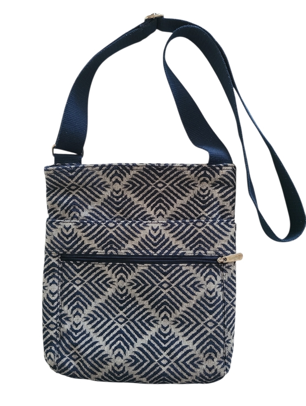 Thirty One Crossbody Bag Navy Gray Diamond Pattern